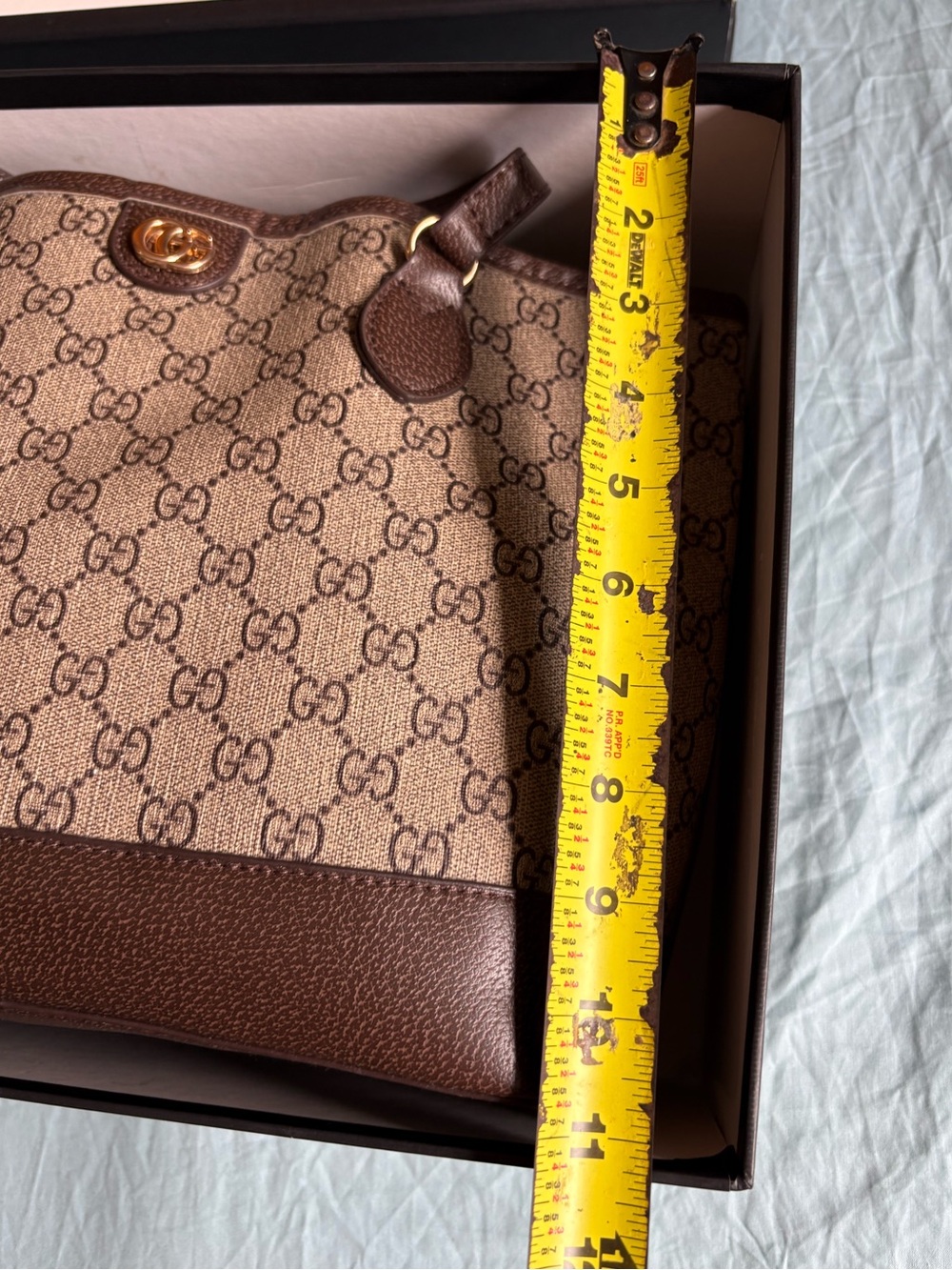 Gucci Brown GG Monogram Canvas Tote with Dark Brown Leather Trim - Picture 14 of 14